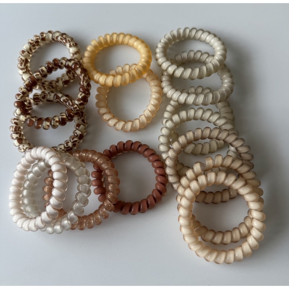 TELETIES Spiral Hair Coils Ponytail Hair Ties Combo Set Variety Colors Neutrals - Picture 1 of 3